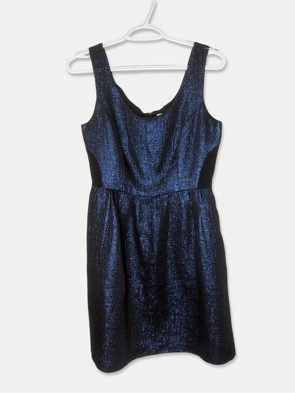Shoshanna Blue Black Metallic Fit & Flare Mini Cocktail Dress Size 6 Made USA